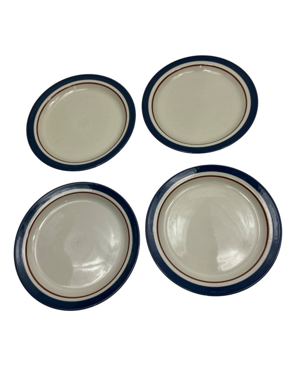 Set Of 4 Finesse Tralee Stoneware Plates Blue & Beige Oven Microwave Dishwasher